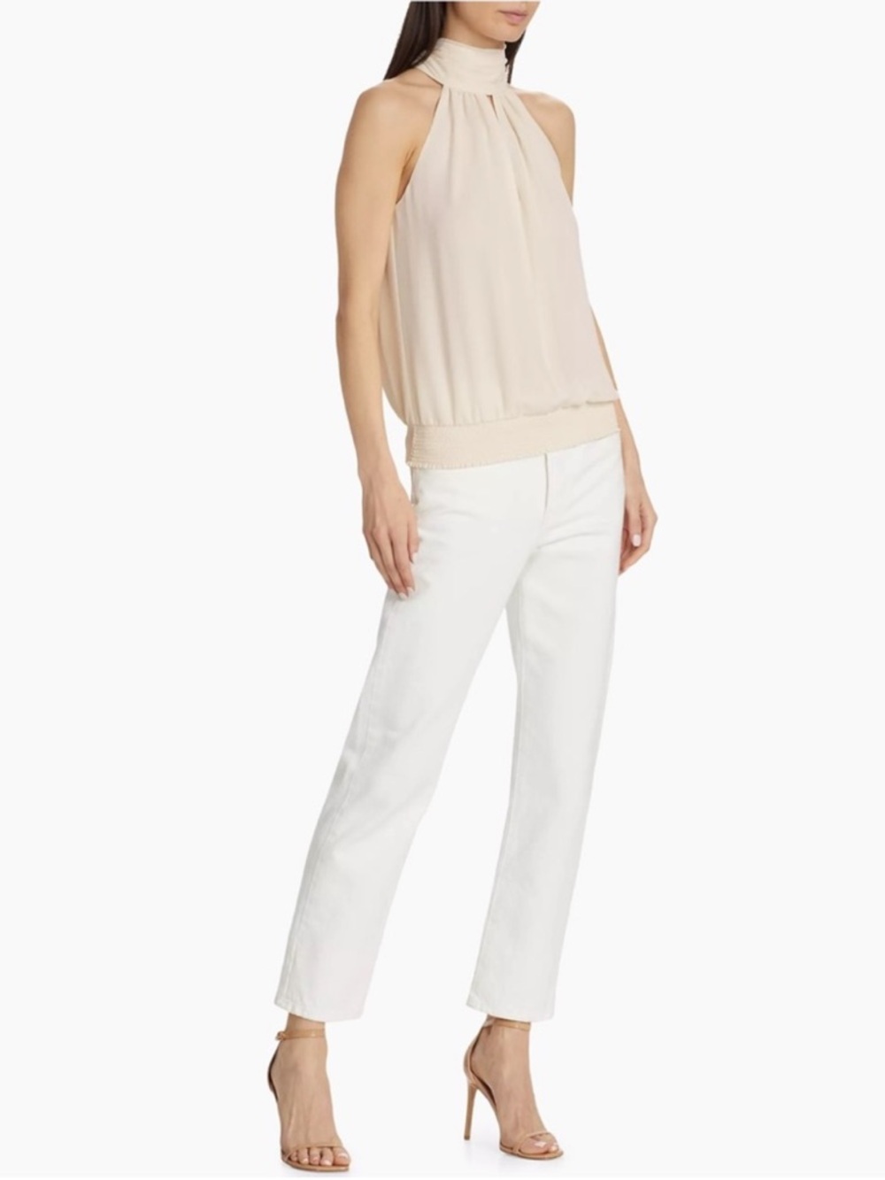 Ramy‎ Brook “Sunny” Halter Smocked Waist Sleeveless Cream Blouse New! - Picture 5 of 11